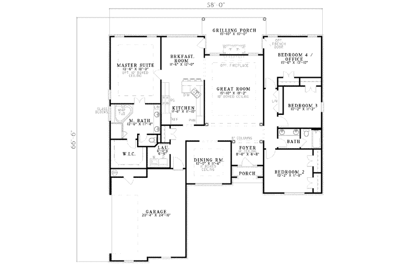 Home Plan - Floor Plan - Main Floor for European House Plan #17-1109 - 4 bed, 2 bath