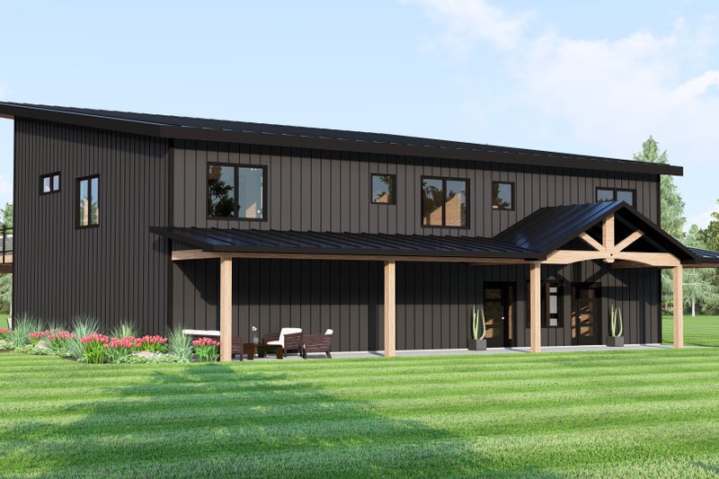 House Blueprint - Barndominium Exterior - Front Elevation Plan #1064-398