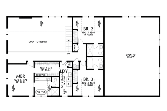 Floor Plan - Upper Floor for Barndominium House Plan #48-1130 - 3 bed, 3.5 bath