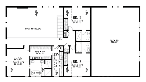 Barndominium Floor Plan - Upper Floor Plan #48-1130