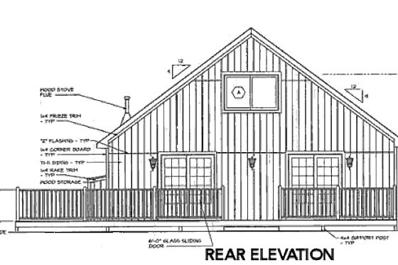 Exterior - Rear Elevation for Bungalow House Plan #312-786 - 2 bed, 1 bath