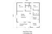 Cabin Style House Plan - 2 Beds 1 Baths 1143 Sq/Ft Plan #22-117 