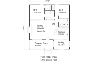 Floor Plan - Main Floor for Cabin House Plan #22-117 - 2 bed, 1 bath