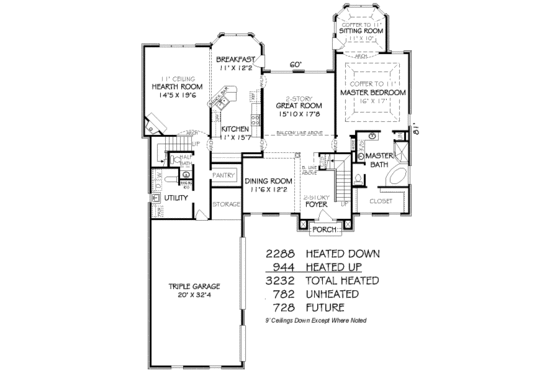 Floor Plan - Main Floor for Traditional House Plan #424-350 - 4 bed, 3.5 bath