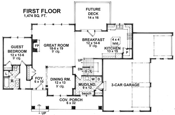 Farmhouse Floor Plan - Main Floor Plan #51-559
