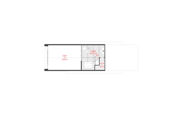 Floor Plan - Upper Floor for Cabin House Plan #80-227 - 1 bed, 1.5 bath