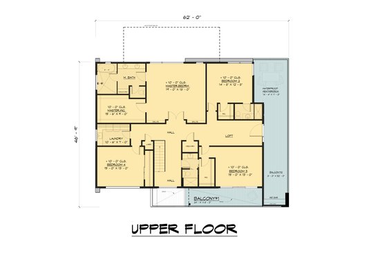 Floor Plan - Upper Floor for Modern House Plan #1066-326 - 5 bed, 4 bath