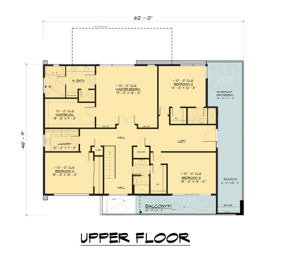 House Blueprint - Floor Plan - Upper Floor for Modern House Plan #1066-326 - 5 bed, 4 bath
