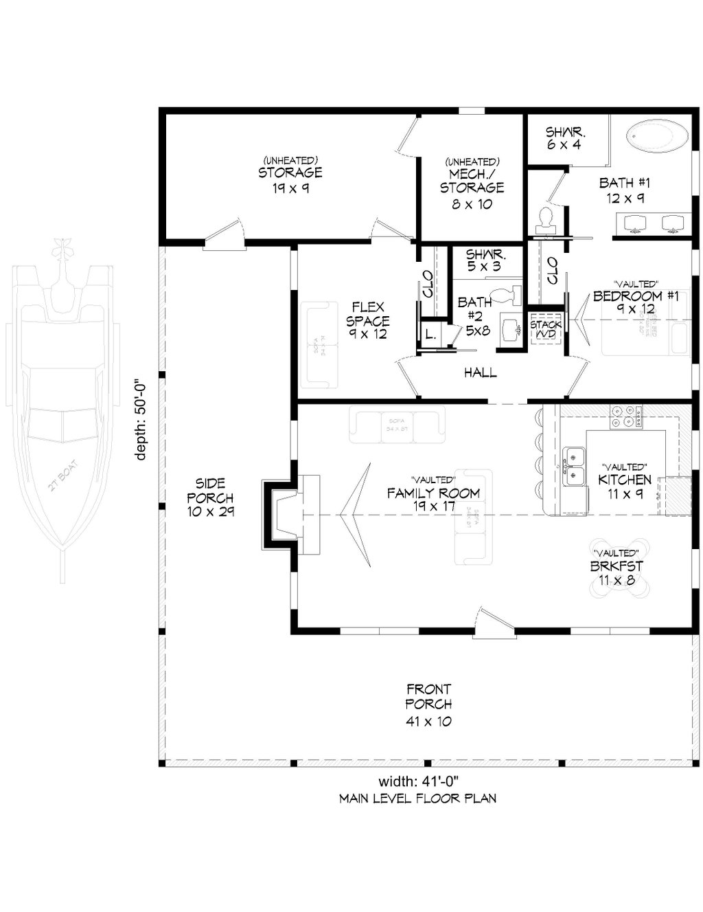 Floor Plan - Main Floor for Country House Plan #932-1420 - 2 bed, 2 bath