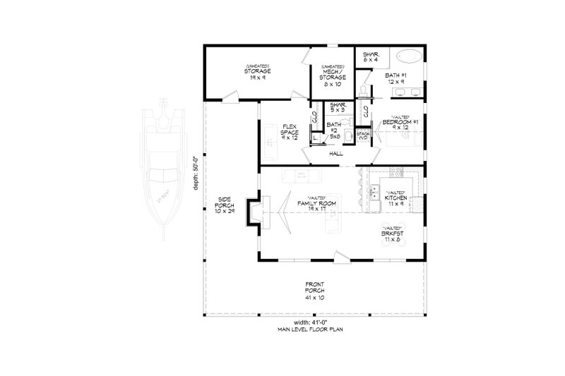 Home Plan - Floor Plan - Main Floor for Country House Plan #932-1420 - 2 bed, 2 bath