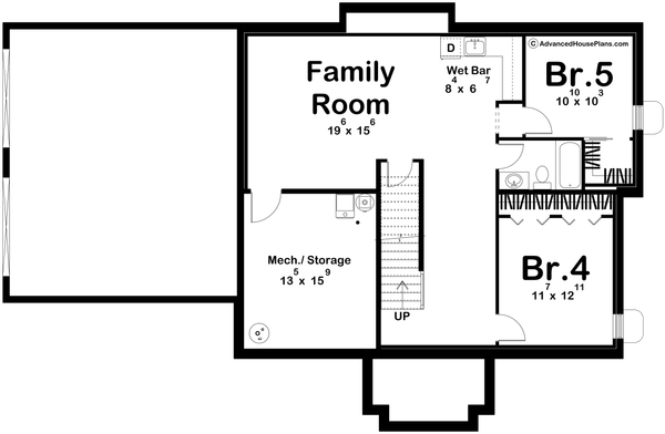 Home Plan - Floor Plan - Lower Floor for Colonial House Plan #455-793 - 3 bed, 2.5 bath