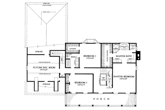 Floor Plan - Upper Floor for Southern House Plan #137-114 - 3 bed, 3 bath
