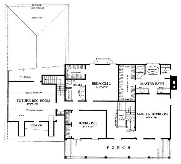 Southern Floor Plan - Upper Floor Plan #137-114