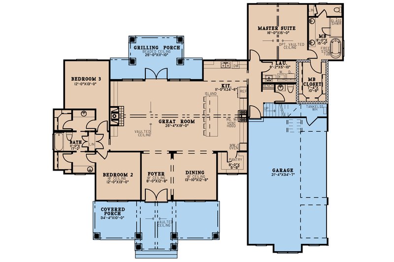 House Plan Design - Floor Plan - Main Floor for Farmhouse House Plan #923-197 - 3 bed, 2.5 bath