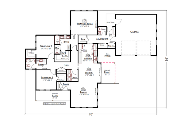 Dream House Plan - Floor Plan - Main Floor for Modern House Plan #1099-22 - 3 bed, 2.5 bath