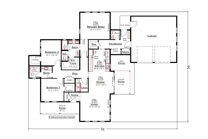Dream House Plan - Floor Plan - Main Floor for Modern House Plan #1099-22 - 3 bed, 2.5 bath
