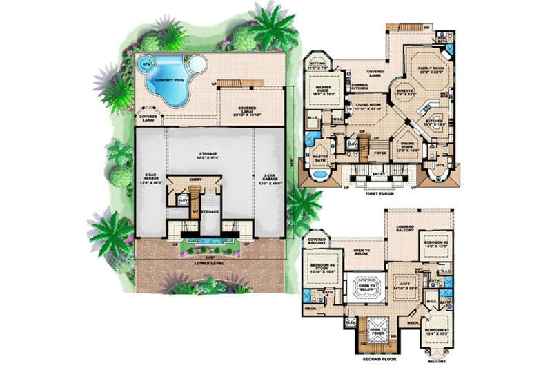 Home Plan - Floor Plan - Main Floor for Mediterranean House Plan #27-529 - 4 bed, 5.1 bath