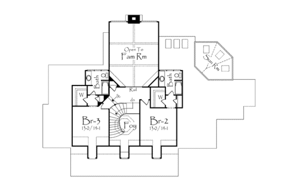 Floor Plan - Upper Floor for Country House Plan #71-123 - 3 bed, 3.5 bath