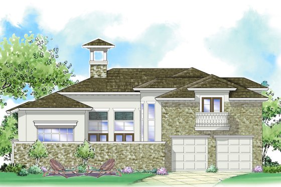 Exterior - Rear Elevation for Mediterranean House Plan #930-280 - 3 bed, 2.5 bath