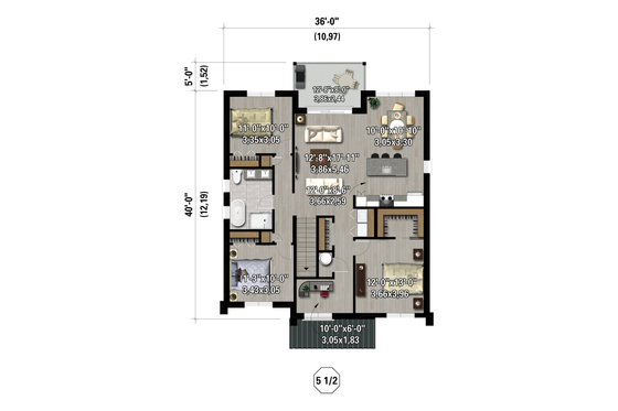 Floor Plan - Upper Floor for European House Plan #25-5042 - 9 bed, 3 bath