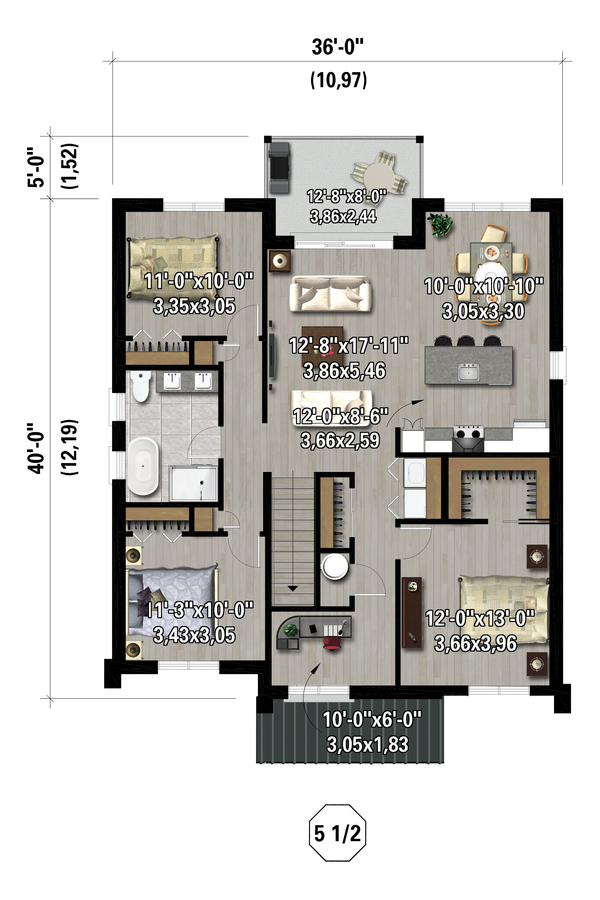 House Blueprint - European Floor Plan - Upper Floor Plan #25-5042