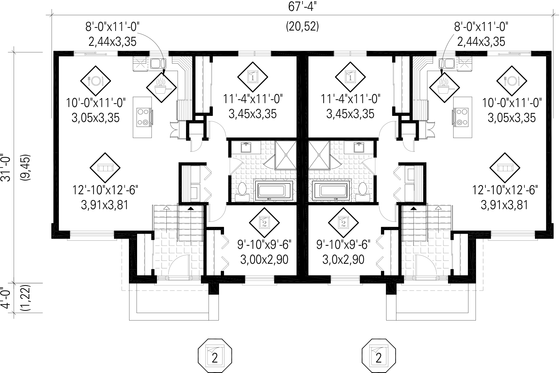 Floor Plan - Main Floor for Contemporary House Plan #25-4398 - 4 bed, 2 bath