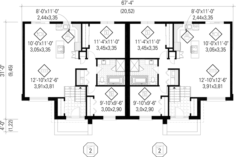 Architectural House Design - Floor Plan - Main Floor for Contemporary House Plan #25-4398 - 4 bed, 2 bath