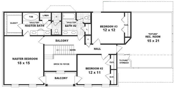 Southern Floor Plan - Upper Floor Plan #81-177