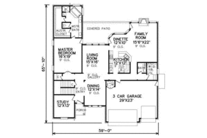 Floor Plan - Main Floor for Traditional House Plan #65-168 - 4 bed, 3.5 bath