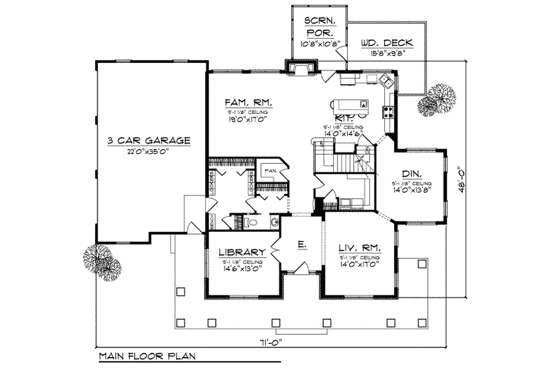 Home Plan - Floor Plan - Main Floor for European House Plan #70-696 - 3 bed, 3.5 bath