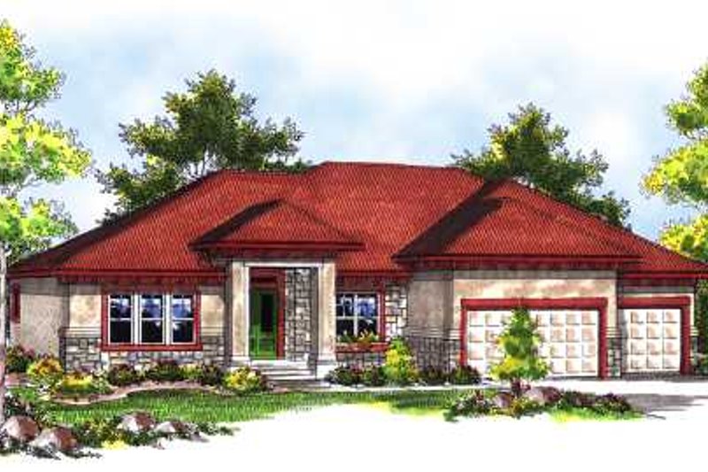 Home Plan - Mediterranean Exterior - Front Elevation Plan #70-718