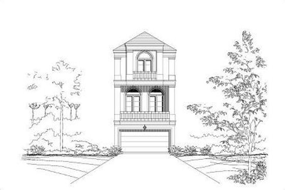 Exterior - Front Elevation for Mediterranean House Plan #411-703 - 3 bed, 3.5 bath