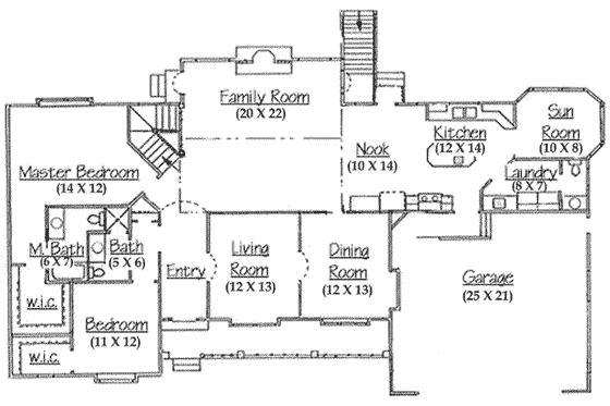 Floor Plan - Main Floor for Ranch House Plan #5-132 - 2 bed, 2.5 bath