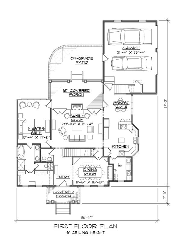 House Blueprint - Craftsman Floor Plan - Main Floor Plan #1054-62