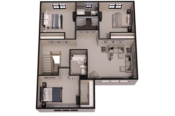 Floor Plan - Upper Floor 1 for Farmhouse House Plan #51-1363 - 4 bed, 3.5 bath