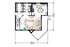 Floor Plan - Main Floor for Country House Plan #23-2030 - 2 bed, 2 bath