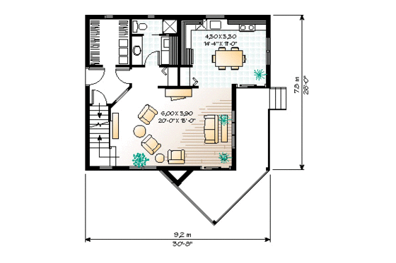 Floor Plan - Main Floor for Country House Plan #23-2030 - 2 bed, 2 bath