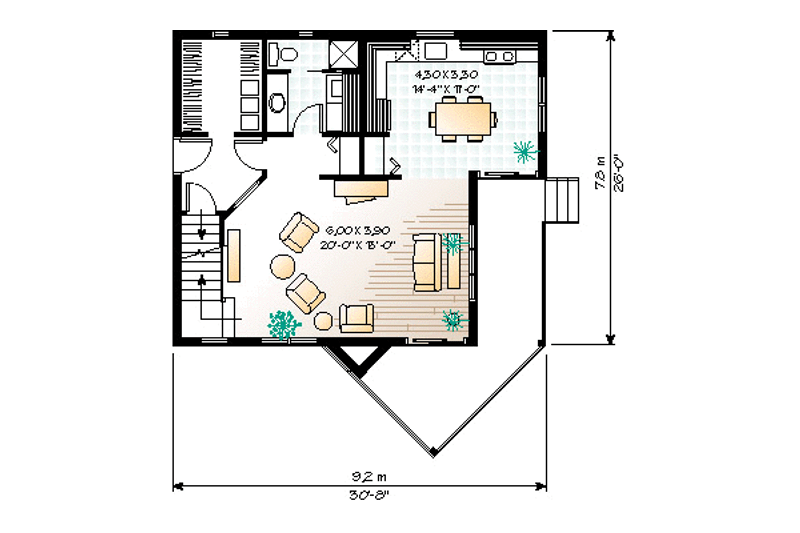 Home Plan - Floor Plan - Main Floor for Country House Plan #23-2030 - 2 bed, 2 bath