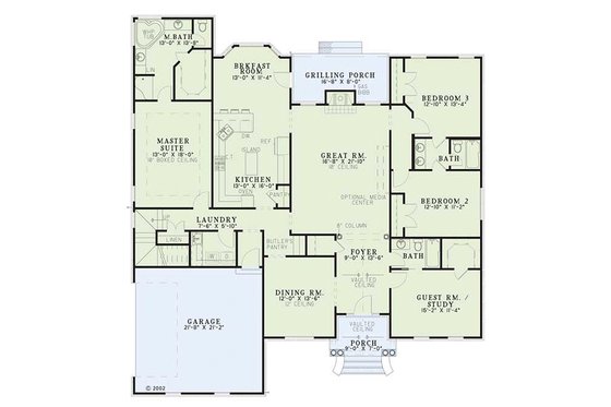 Floor Plan - Main Floor for European House Plan #17-526 - 4 bed, 3 bath