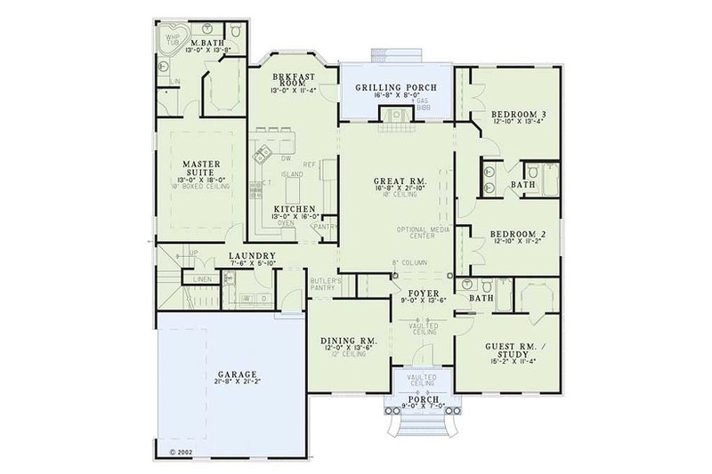 House Plan Design - Floor Plan - Main Floor for European House Plan #17-526 - 4 bed, 3 bath