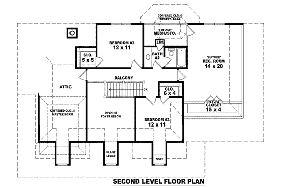 Floor Plan - Upper Floor for Southern House Plan #81-775 - 3 bed, 2.5 bath