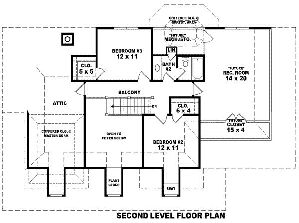 Floor Plan - Upper Floor for Southern House Plan #81-775 - 3 bed, 2.5 bath