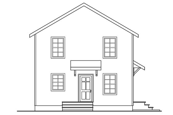 Exterior - Rear Elevation for Colonial House Plan #124-666 - 3 bed, 1.5 bath