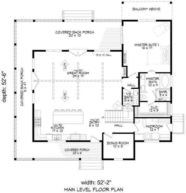 Country Floor Plan - Main Floor Plan #932-1198