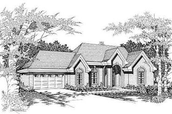 Exterior - Front Elevation for European House Plan #329-189 - 3 bed, 2 bath