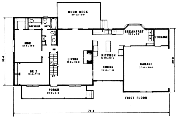Country Floor Plan - Main Floor Plan #10-241