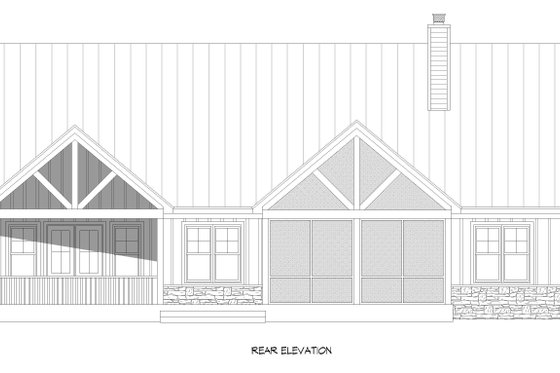 Exterior - Rear Elevation for Country House Plan #932-980 - 3 bed, 2 bath