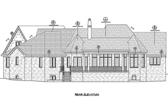Exterior - Rear Elevation 2 for European House Plan #20-2286 - 4 bed, 3.5 bath