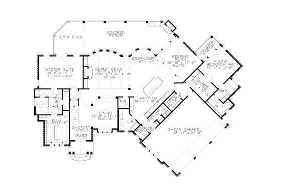 Floor Plan - Main Floor for European House Plan #54-423 - 4 bed, 4.5 bath
