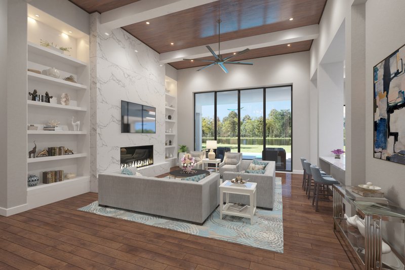Home Plan - Interior - Family Room for Prairie House Plan #930-535 - 4 bed, 4 bath